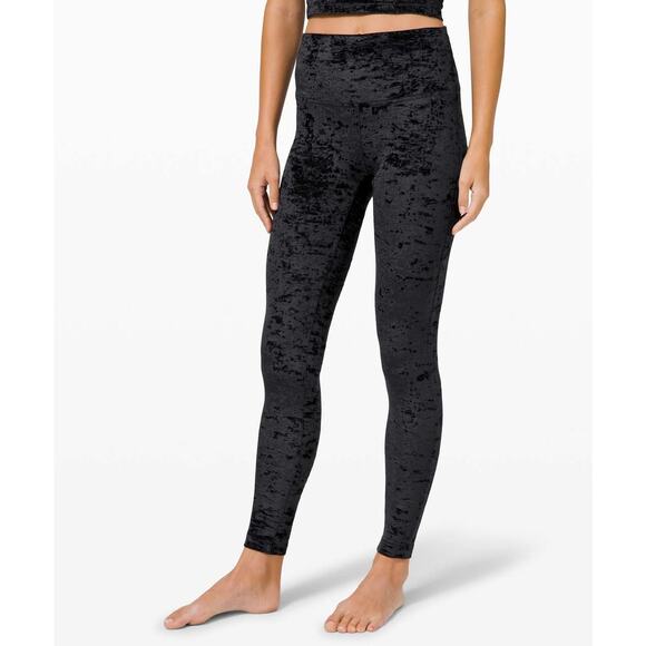 Lululemon Wunder Lounge High-Rise Tight Size 4 Crushed Velvet Black Legging - Picture 1 of 7